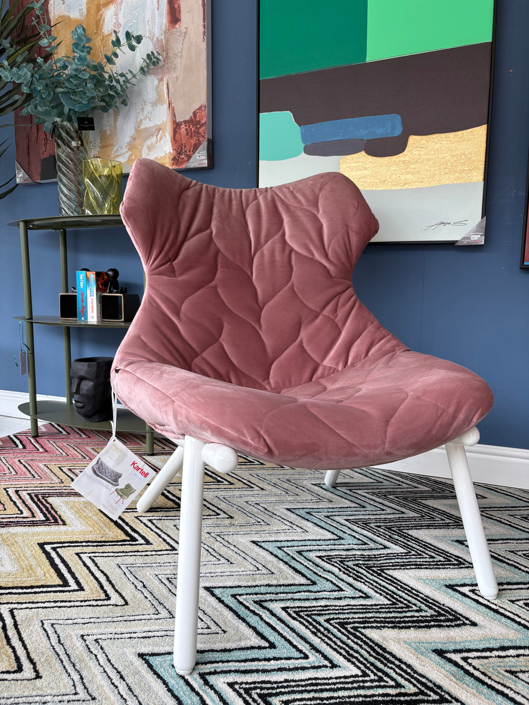 Sale Ex-Display Kartell Foliage Velvet Pink Lounge Chair