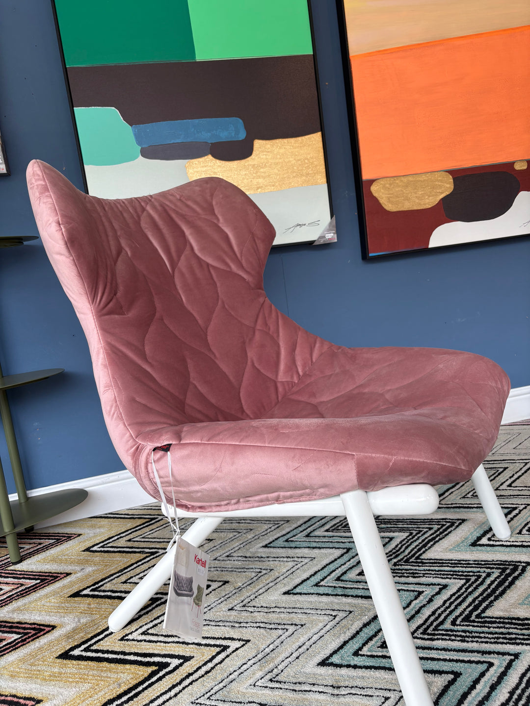 Sale Ex-Display Kartell Foliage Velvet Pink Lounge Chair