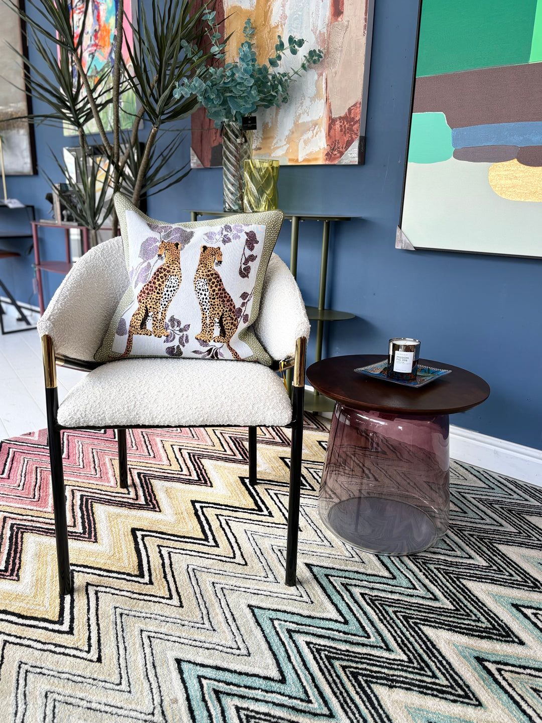 SALE Ex-Display Glass &amp; Wood Side Table