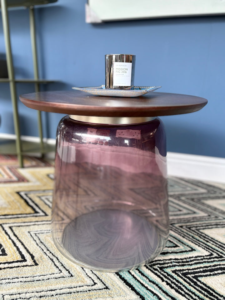 SALE Ex-Display Glass &amp; Wood Side Table
