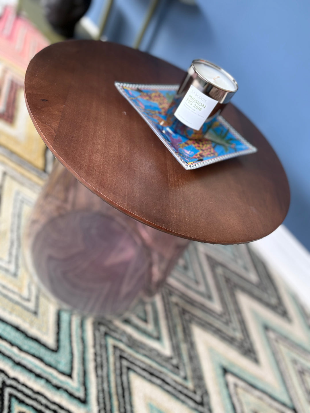 SALE Ex-Display Glass &amp; Wood Side Table