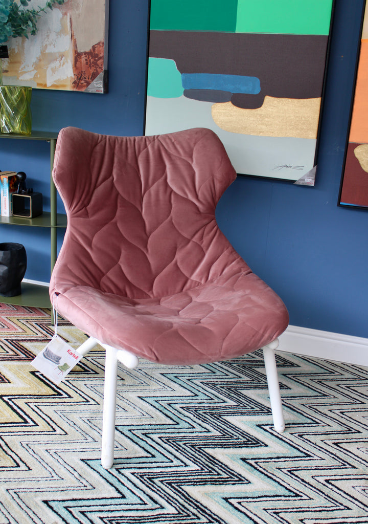 Sale Ex-Display Kartell Foliage Velvet Pink Lounge Chair