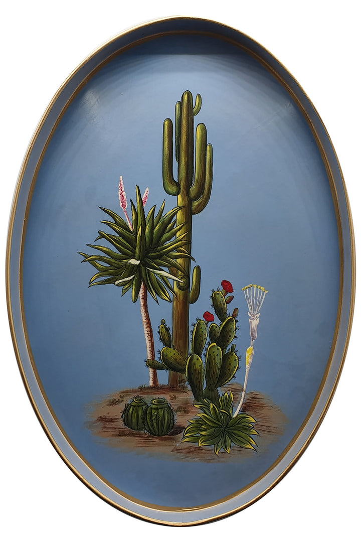 Cactus Iron Hand Painted Tray