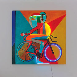 Abstract Cyclist LED Neon Wall Art