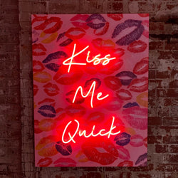 Kiss Me Quick LED Neon Wall Art