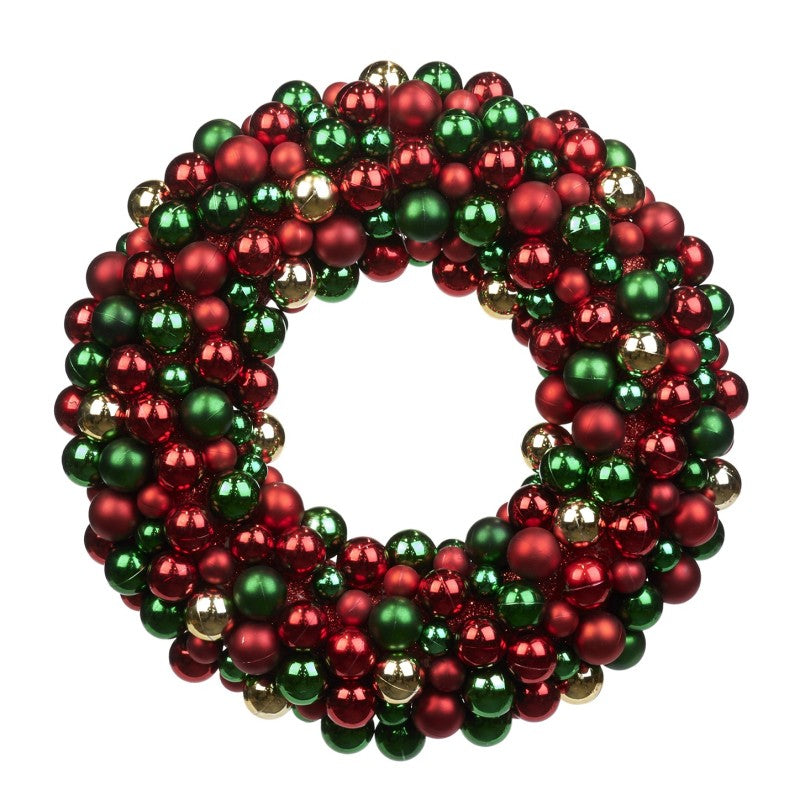 SALE Green Red Ball Wreath