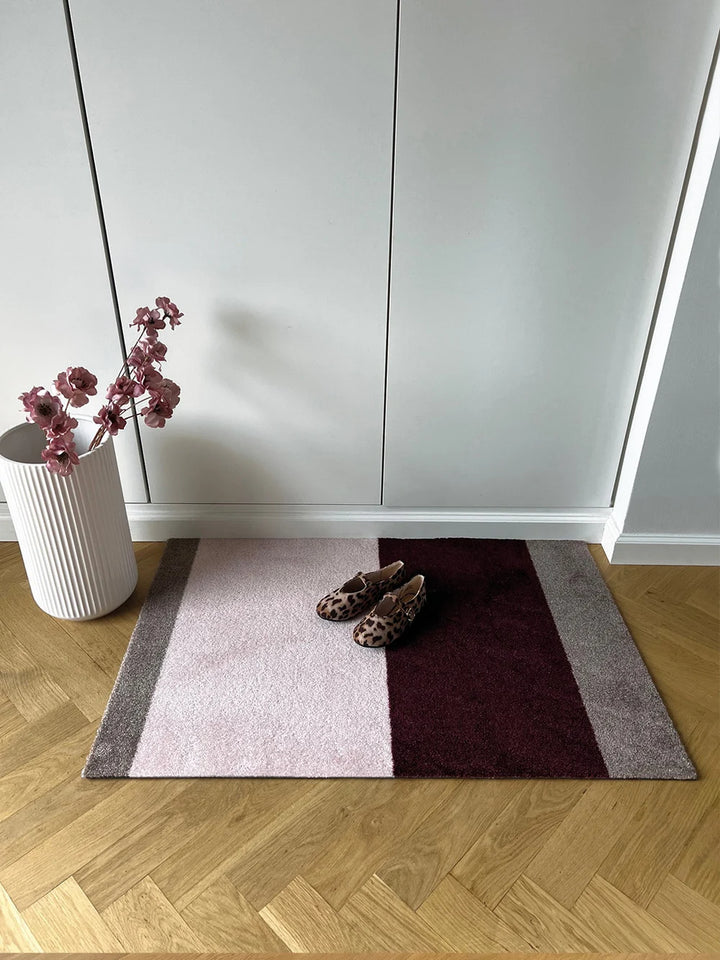 Bordeaux/Sand/Rose Stripes Floormat