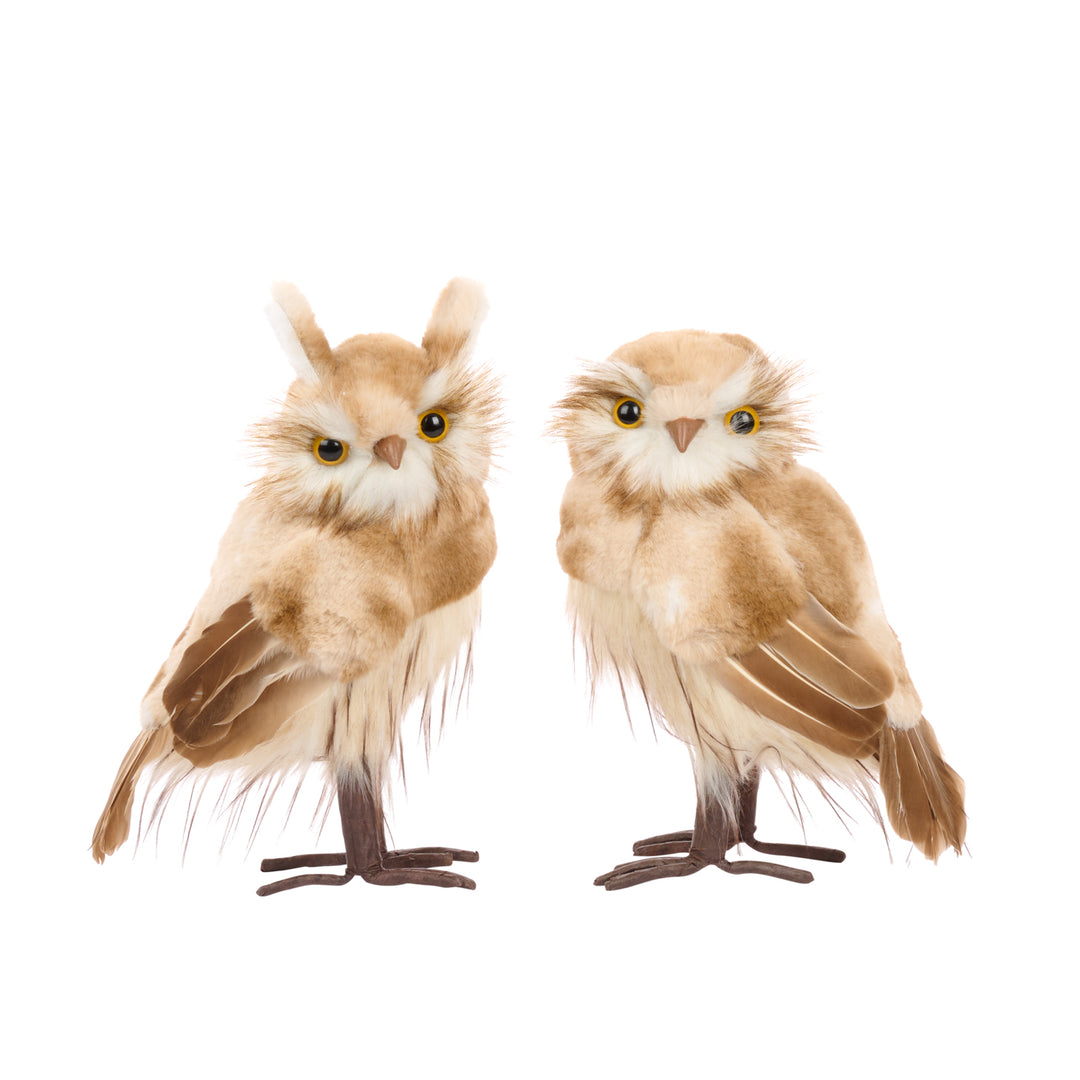 Medium Furry Two Tone Brown & Cream Owls