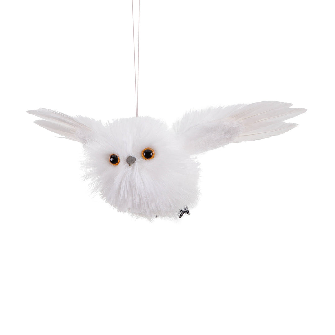 Furry Flying Snow Owl Decoration