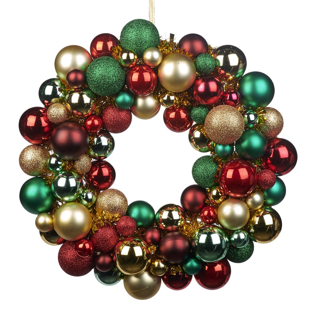SALE GW Xmas Ball & Gold Tinsel Wreath