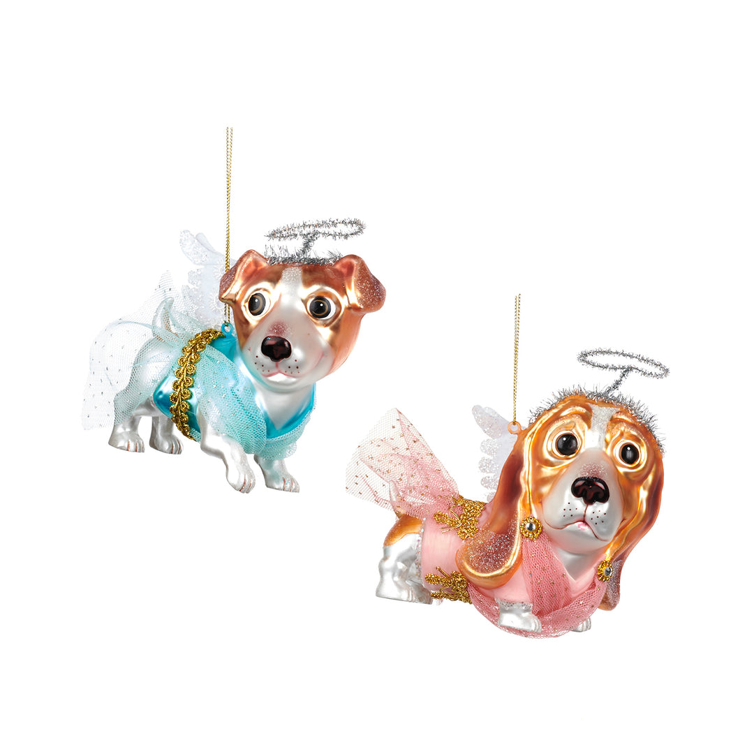 Glass Angel Dog Decoration