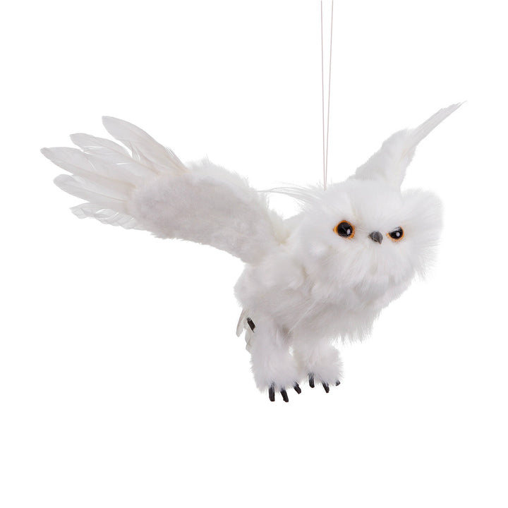 Furry Flying Snow Owl Decoration