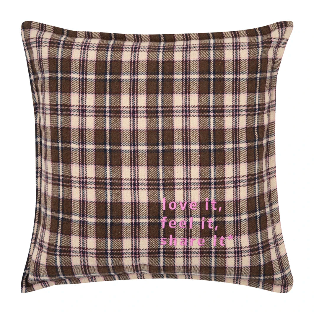 Brown & Pink Tartan Cushion