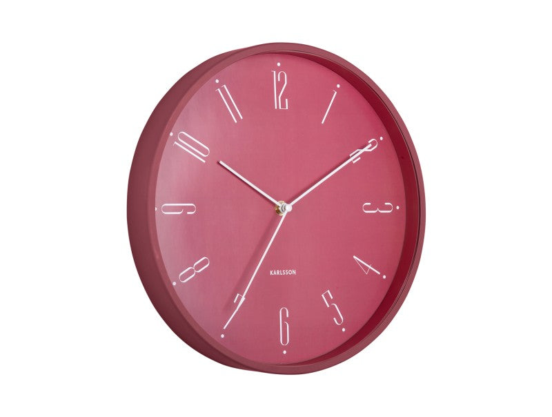Regal Numbers Blush Red Wall Clock