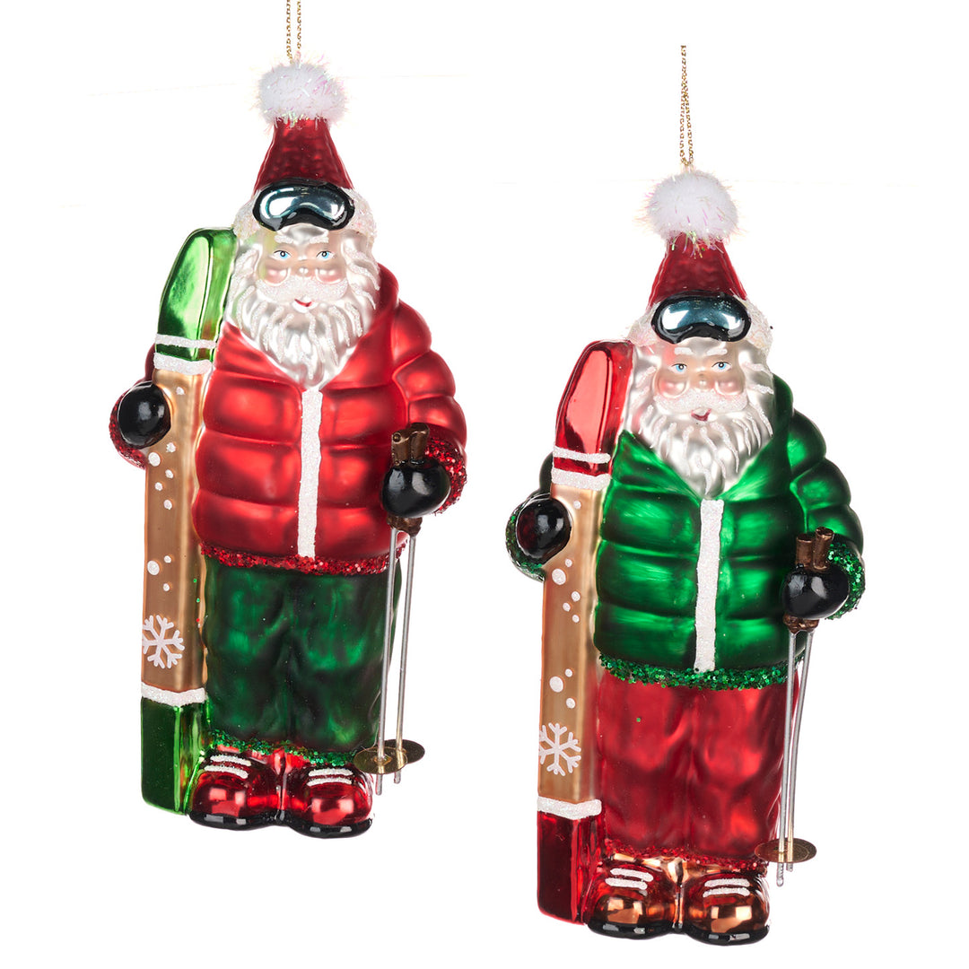 Santa With Skis Decoration