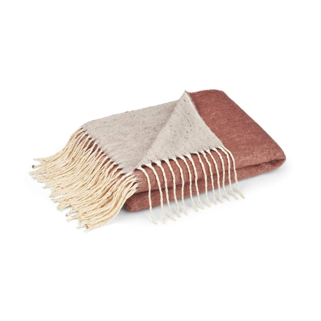 Maroon Grey Double Face Mohair Throw