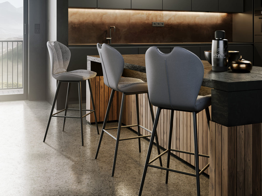 New Jersey Fabric & Pu Leather Rotating Seat Counter Stool Set