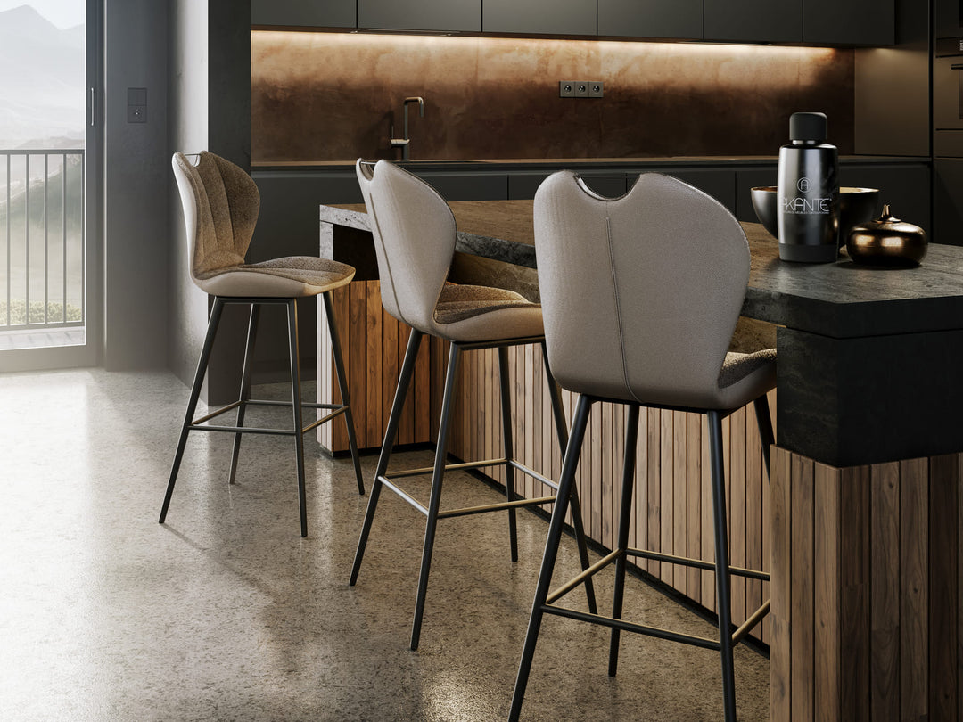 New Jersey Fabric & Pu Leather Rotating Seat Counter Stool Set