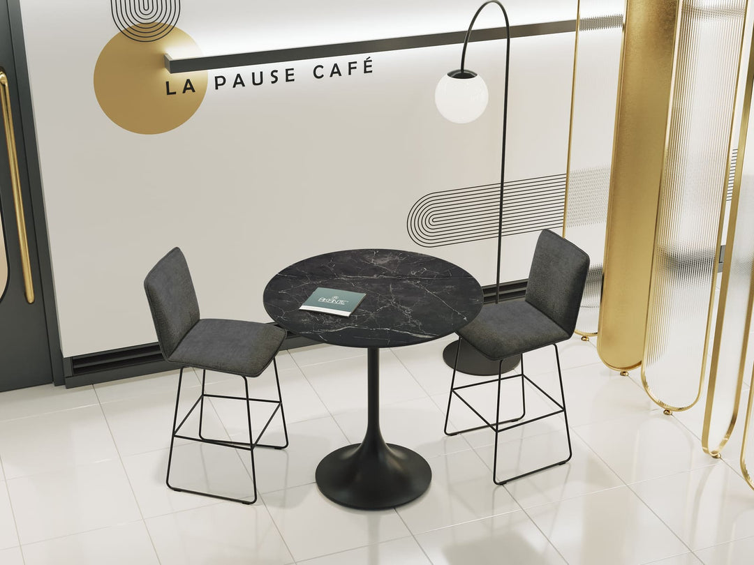 'Marquina Marble' Ceramic Diabolo High Tables