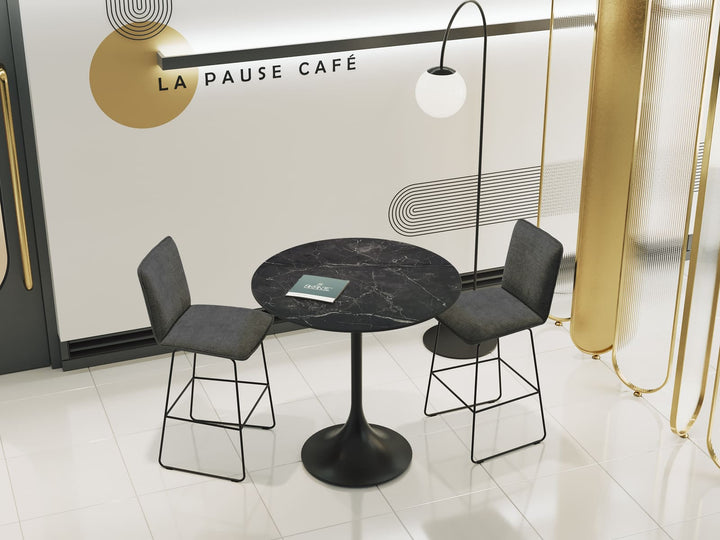 'Marquina Marble' Ceramic Diabolo High Tables