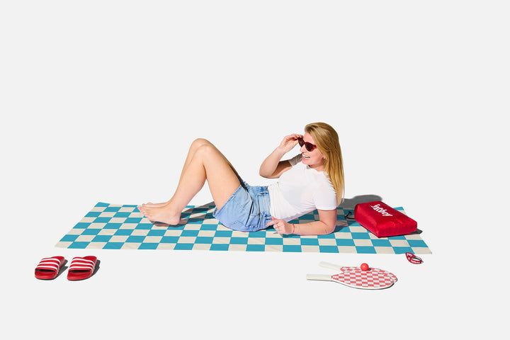Fatboy Towel-Beach Baggy XL Chess Azur