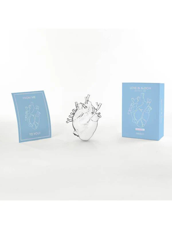 Love In Bloom Glass Heart Vase