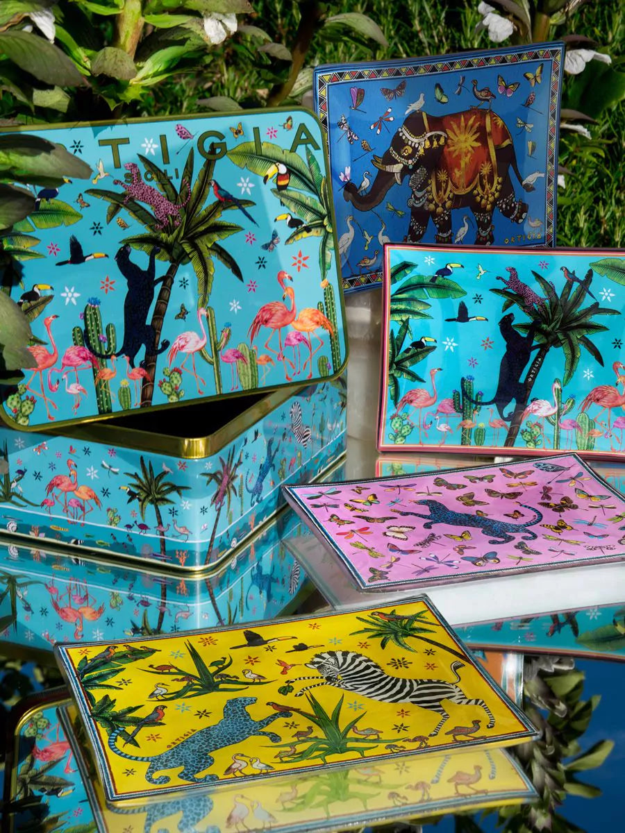 Ortigia Jungle Rectangle Glass Plates Set
