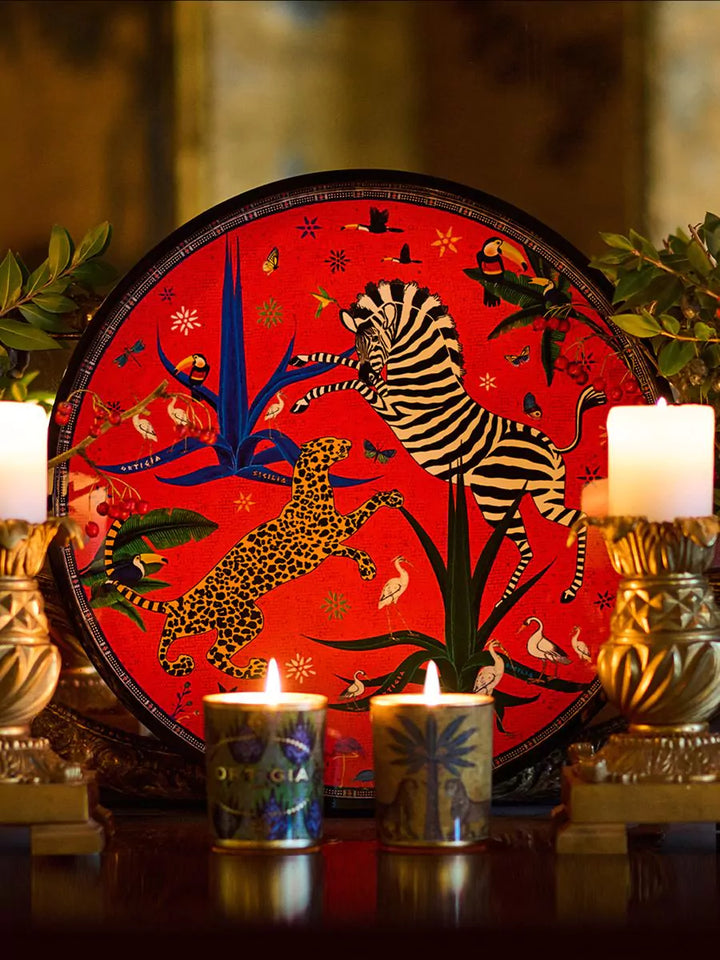 Ortigia Round Red Jungle Tray