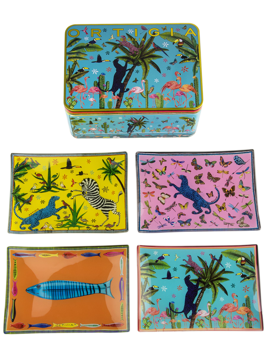 Ortigia Rectangle Glass Plates Set