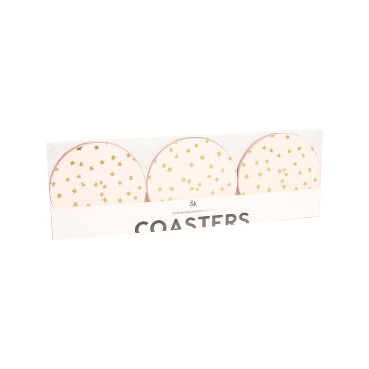 SALE Pink &amp; Gold Star Coasters