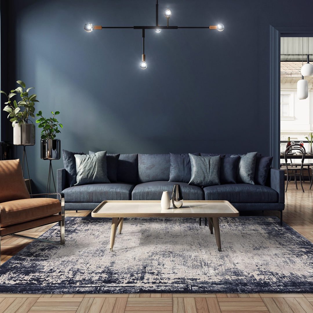 Kuza Border Navy Rugs