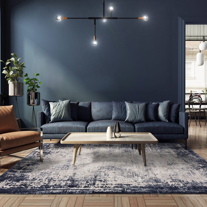 Kuza Border Navy Rugs