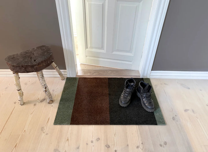 Dusty Green/Brown Stripes Floormat