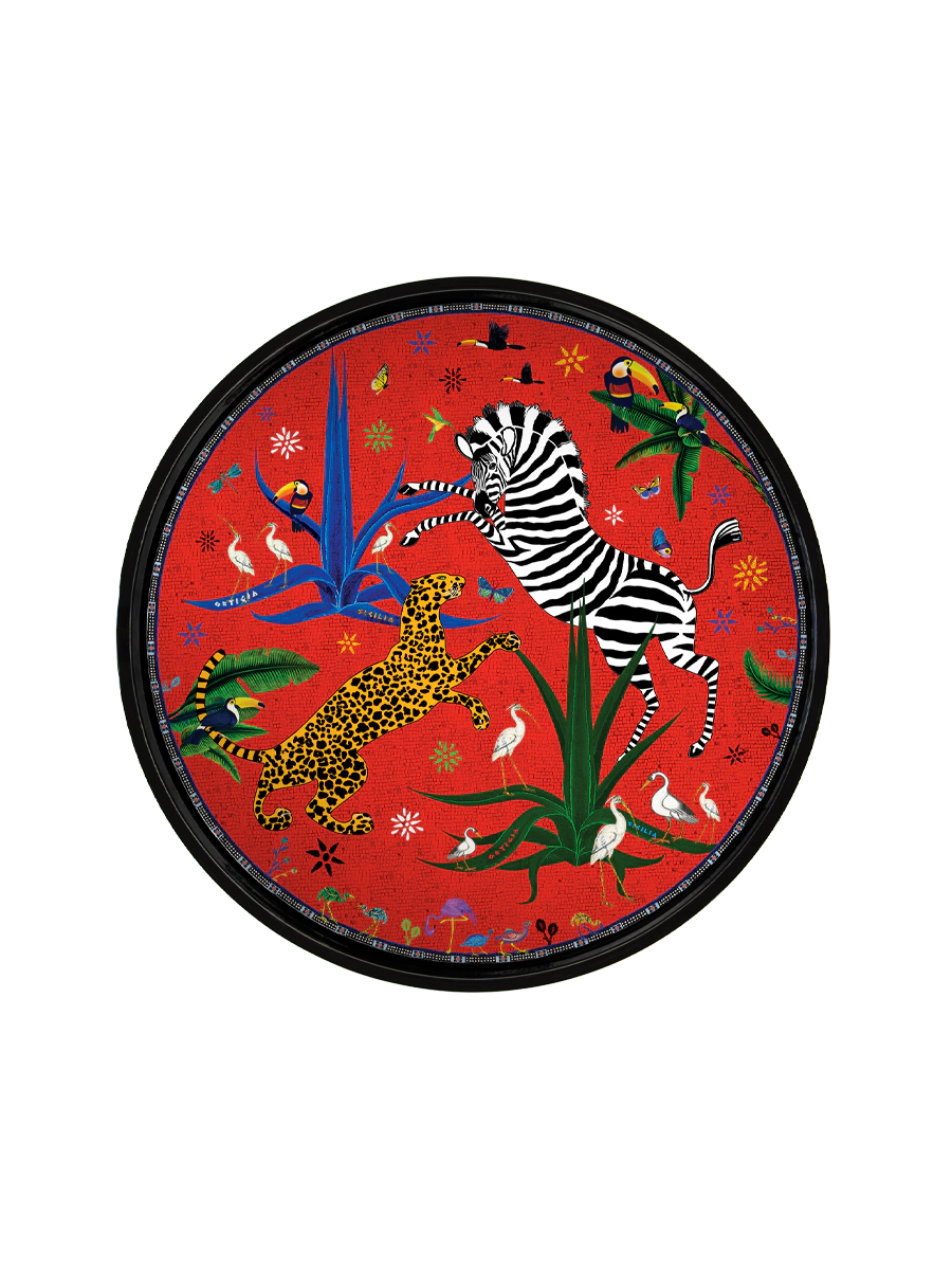 Ortigia Round Red Jungle Tray