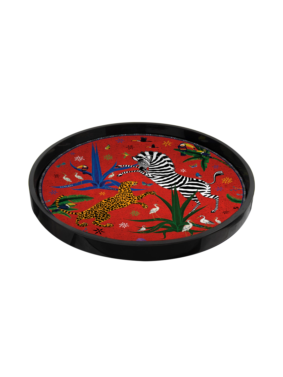 Ortigia Round Red Jungle Tray