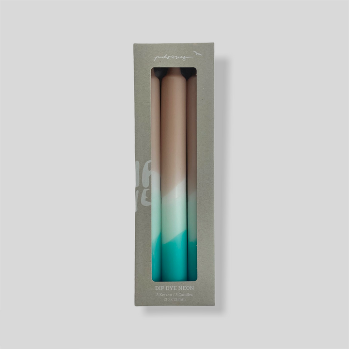 3.Neon Dip Dye Dinner Candles Set