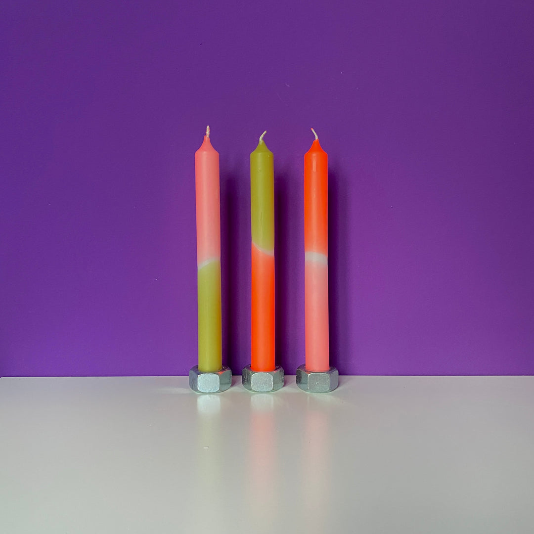 2.Neon Dip Dye Dinner Candles Set