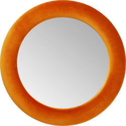 Round Orange Velvet Mirror