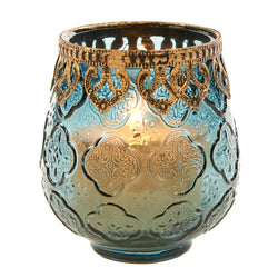 GW Blue Glass Candle Holder