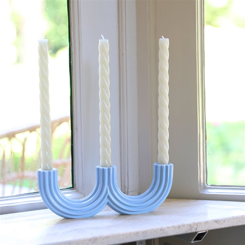 Candle Holder Churros light blue