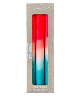 4.Neon Dip Dye Dinner Candles Set