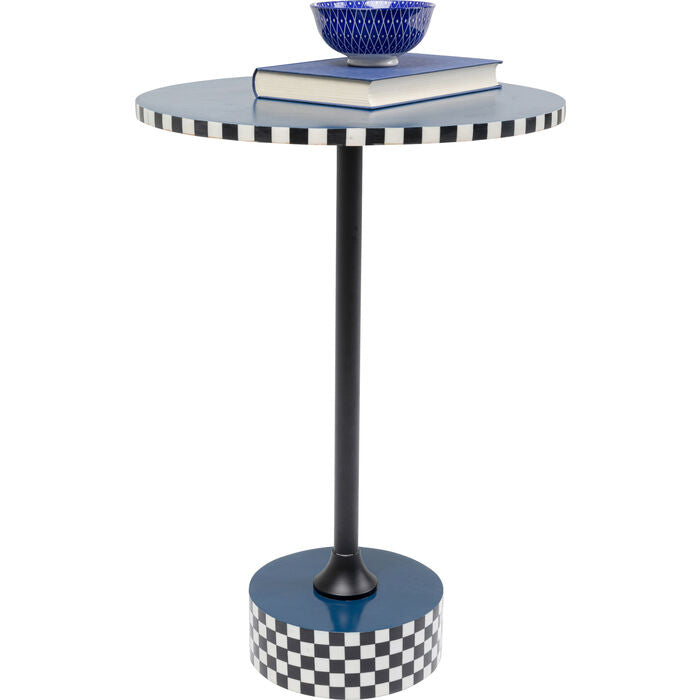 SALE Blue Checkers Side Table