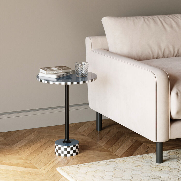 SALE Blue Checkers Side Table