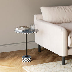 Blue Checkers Side Table