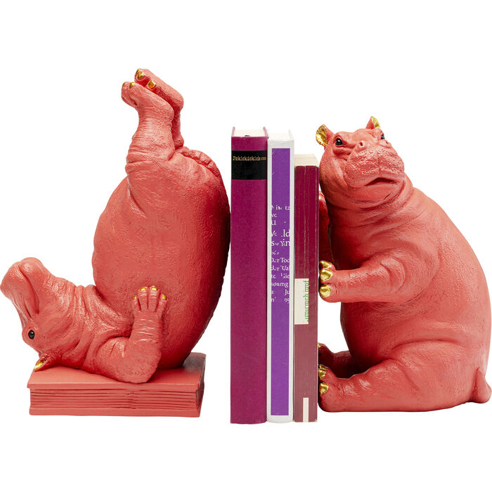 Pink Hippo Bookend  Set