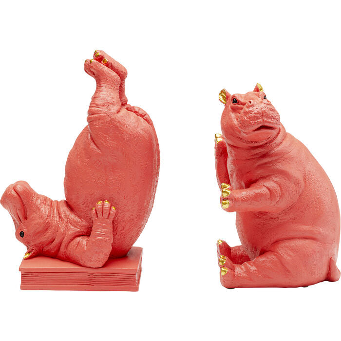 Pink Hippo Bookend  Set